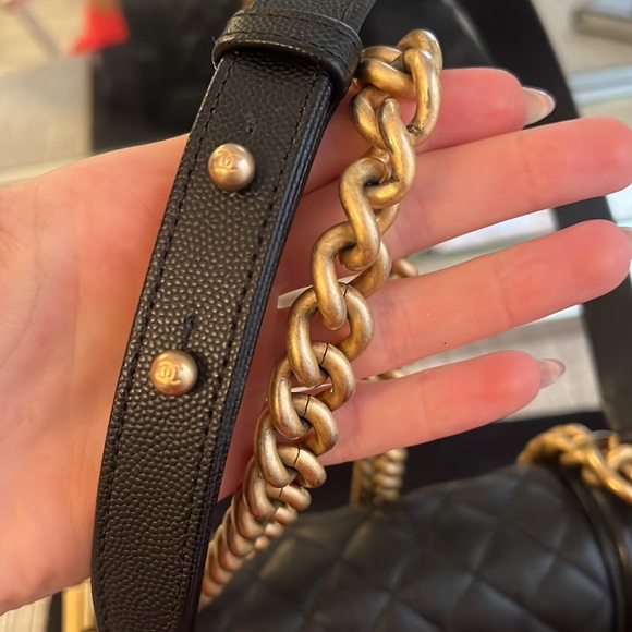 Chanel mini boy bag, black with brushed gold hardware - Picture 3 of 13